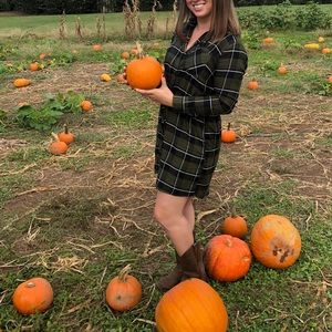 H&M Divided Green & Black Plaid Shirt Dress 8